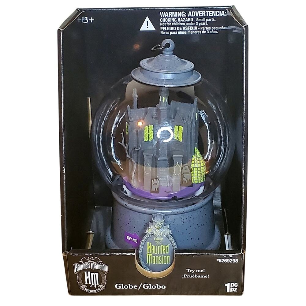 New Disney The Haunted Mansion Halloween Animated Globe Swirling Bats 7in Tall